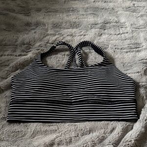 Lululemon Black and White Striped Energy Longline Bra